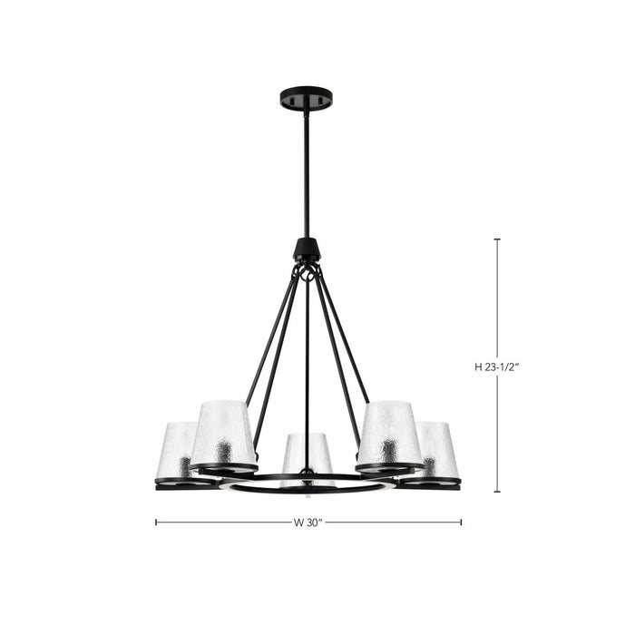 SATCO/NUVO Valentine 5-Light Chandelier Black Finish Hammered Glass (60-8258)