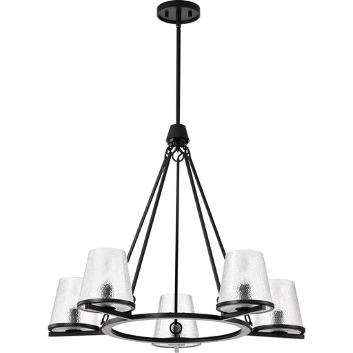 SATCO/NUVO Valentine 5-Light Chandelier Black Finish Hammered Glass (60-8258)