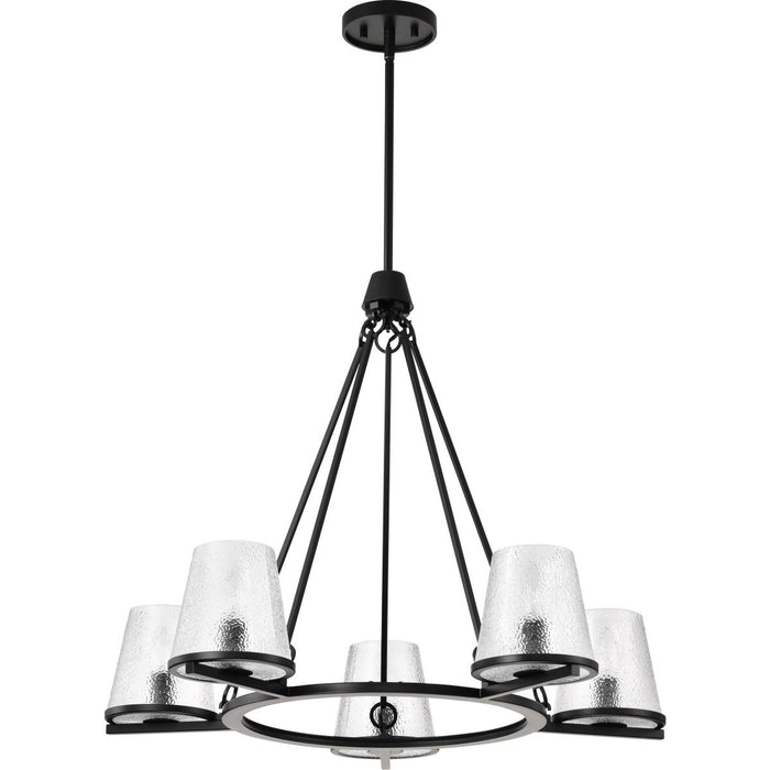 SATCO/NUVO Valentine 5-Light Chandelier Black Finish Hammered Glass (60-8258)