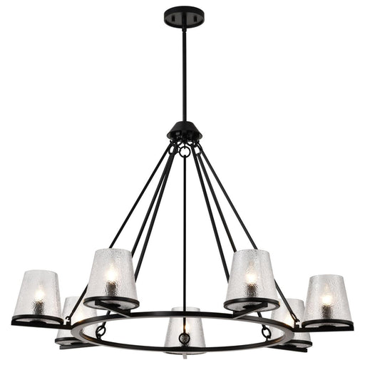 SATCO/NUVO Valentine 7-Light Chandelier Black Finish Hammered Glass (60-8259)