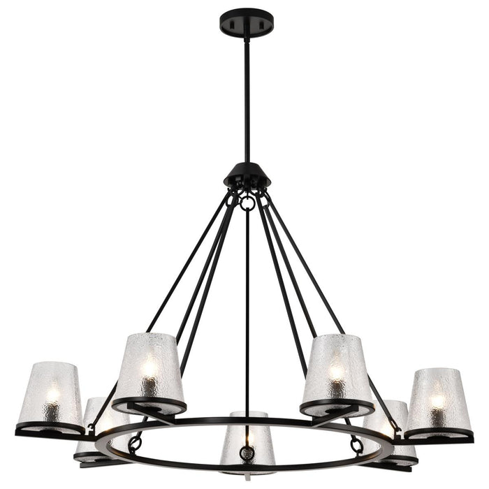 SATCO/NUVO Valentine 7-Light Chandelier Black Finish Hammered Glass (60-8259)