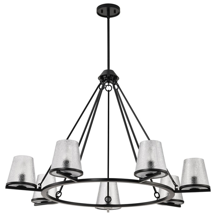SATCO/NUVO Valentine 7-Light Chandelier Black Finish Hammered Glass (60-8259)