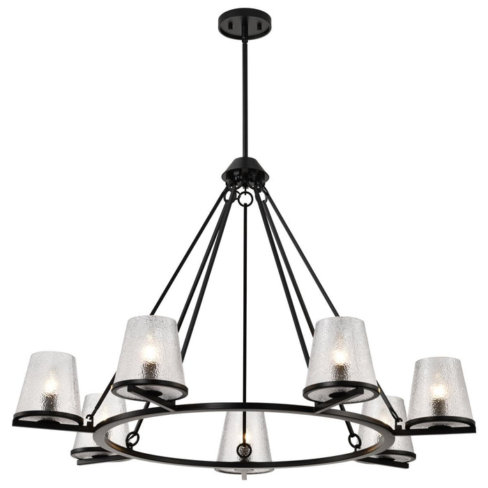 SATCO/NUVO Valentine 7-Light Chandelier Black Finish Hammered Glass (60-8259)