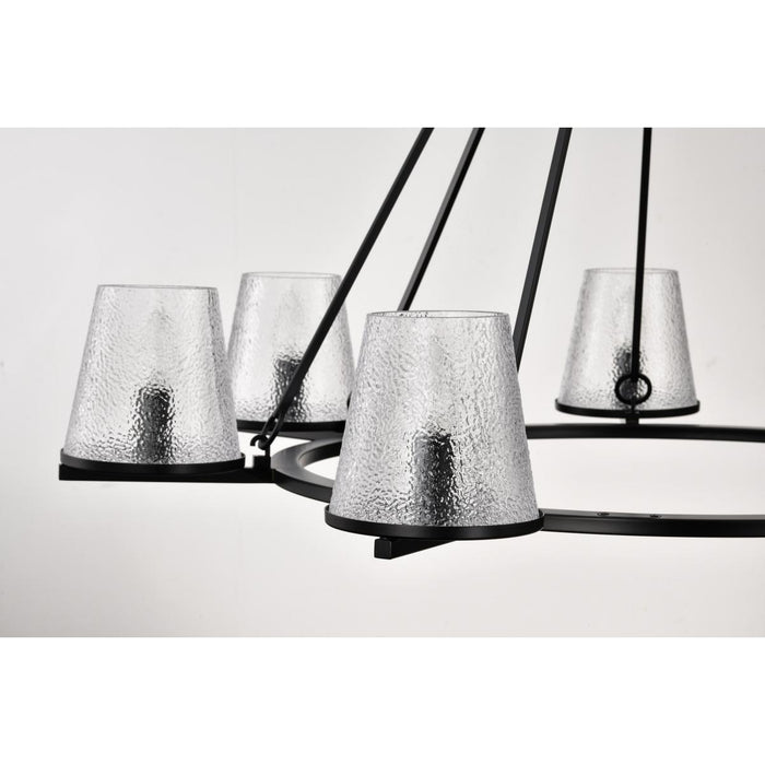 SATCO/NUVO Valentine 7-Light Chandelier Black Finish Hammered Glass (60-8259)