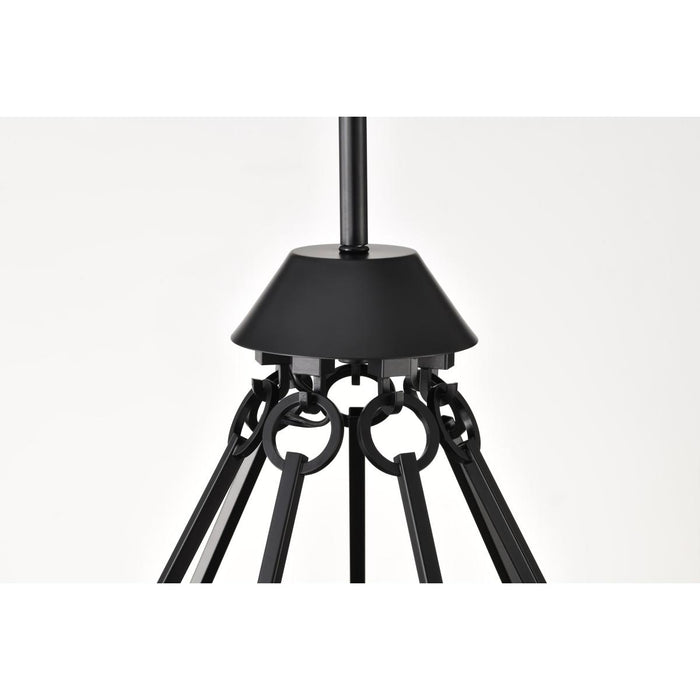 SATCO/NUVO Valentine 7-Light Chandelier Black Finish Hammered Glass (60-8259)