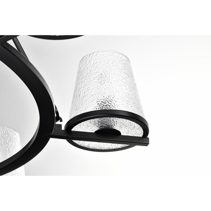 SATCO/NUVO Valentine 7-Light Chandelier Black Finish Hammered Glass (60-8259)