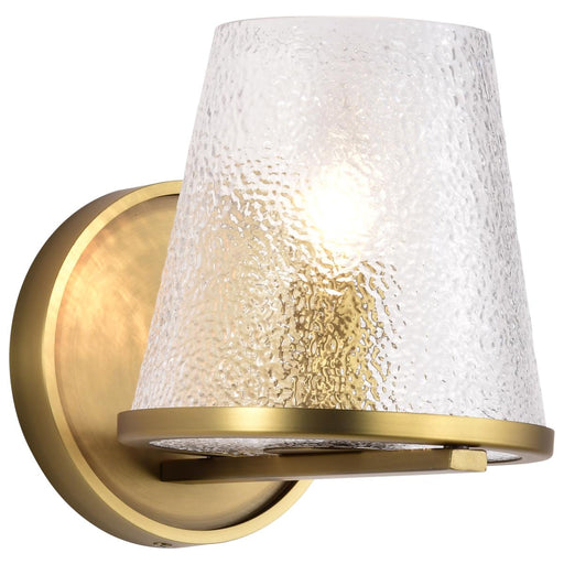 SATCO/NUVO Valentine 1-Light Vanity Vintage Brass Finish Hammered Glass (60-8261)