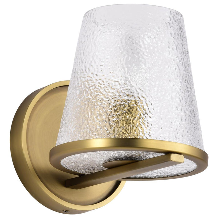 SATCO/NUVO Valentine 1-Light Vanity Vintage Brass Finish Hammered Glass (60-8261)