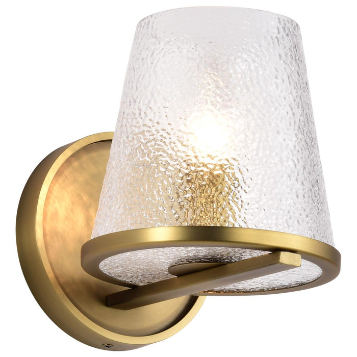 SATCO/NUVO Valentine 1-Light Vanity Vintage Brass Finish Hammered Glass (60-8261)