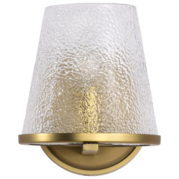 SATCO/NUVO Valentine 1-Light Vanity Vintage Brass Finish Hammered Glass (60-8261)