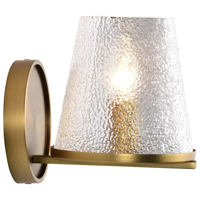 SATCO/NUVO Valentine 1-Light Vanity Vintage Brass Finish Hammered Glass (60-8261)