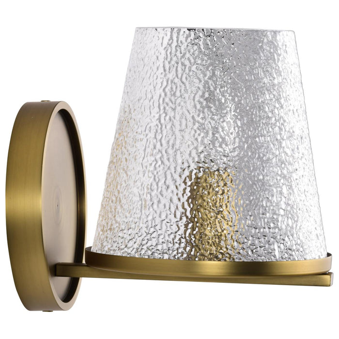 SATCO/NUVO Valentine 1-Light Vanity Vintage Brass Finish Hammered Glass (60-8261)