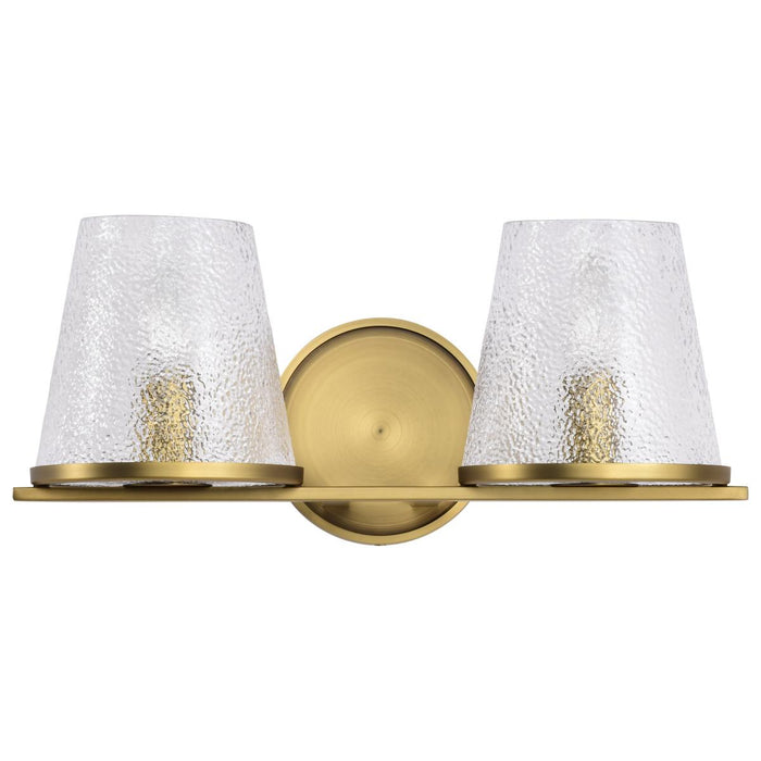 SATCO/NUVO Valentine 2-Light Vanity Vintage Brass Finish Hammered Glass (60-8262)
