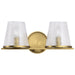 SATCO/NUVO Valentine 2-Light Vanity Vintage Brass Finish Hammered Glass (60-8262)