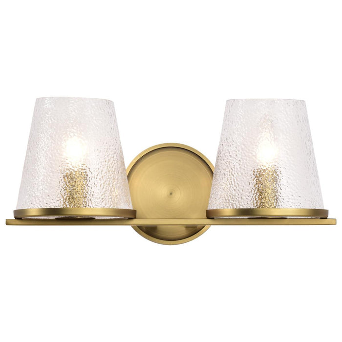 SATCO/NUVO Valentine 2-Light Vanity Vintage Brass Finish Hammered Glass (60-8262)