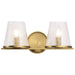 SATCO/NUVO Valentine 2-Light Vanity Vintage Brass Finish Hammered Glass (60-8262)