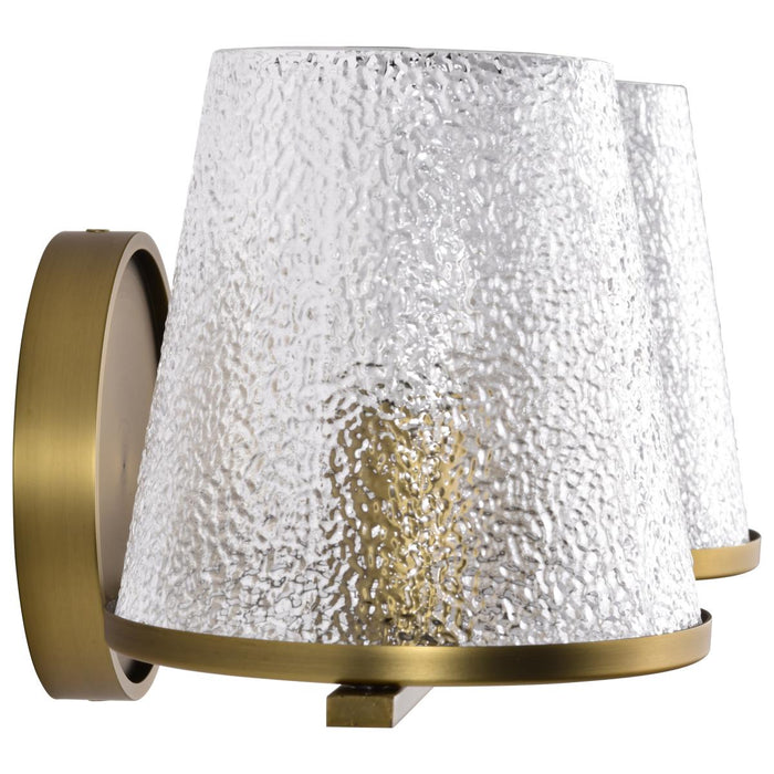 SATCO/NUVO Valentine 2-Light Vanity Vintage Brass Finish Hammered Glass (60-8262)