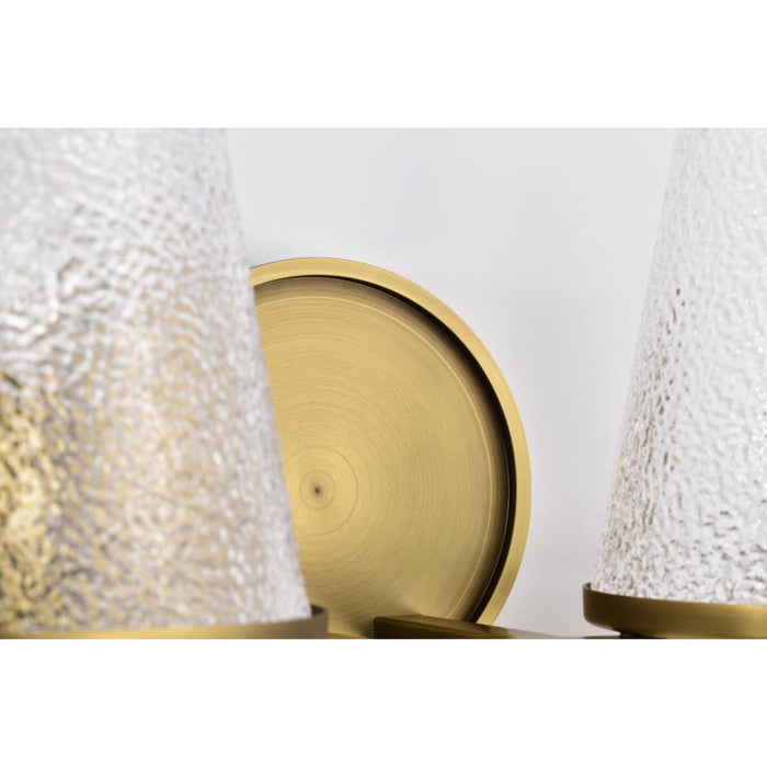 SATCO/NUVO Valentine 2-Light Vanity Vintage Brass Finish Hammered Glass (60-8262)