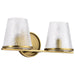 SATCO/NUVO Valentine 2-Light Vanity Vintage Brass Finish Hammered Glass (60-8262)