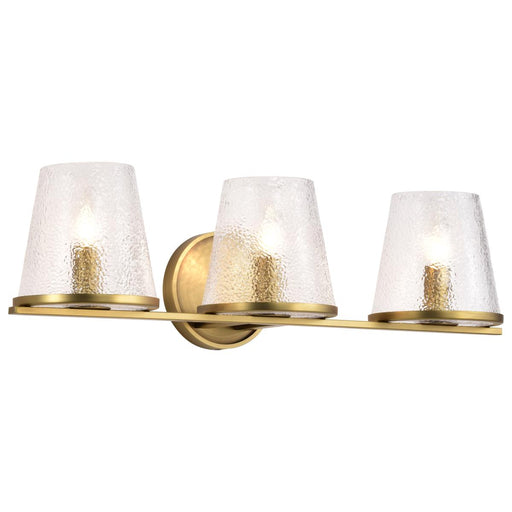 SATCO/NUVO Valentine 3-Light Vanity Vintage Brass Finish Hammered Glass (60-8263)