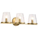 SATCO/NUVO Valentine 3-Light Vanity Vintage Brass Finish Hammered Glass (60-8263)