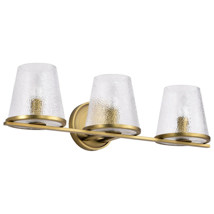SATCO/NUVO Valentine 3-Light Vanity Vintage Brass Finish Hammered Glass (60-8263)