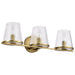 SATCO/NUVO Valentine 3-Light Vanity Vintage Brass Finish Hammered Glass (60-8263)