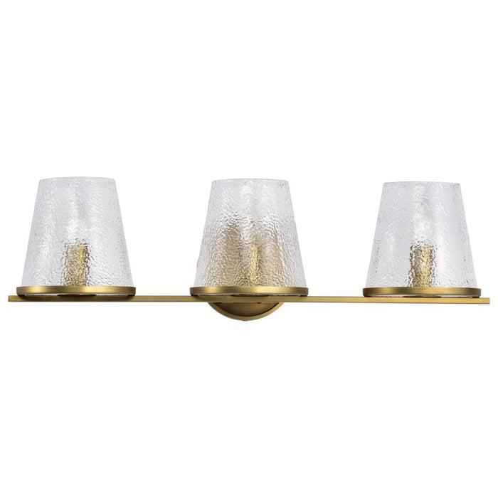 SATCO/NUVO Valentine 3-Light Vanity Vintage Brass Finish Hammered Glass (60-8263)