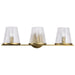 SATCO/NUVO Valentine 3-Light Vanity Vintage Brass Finish Hammered Glass (60-8263)