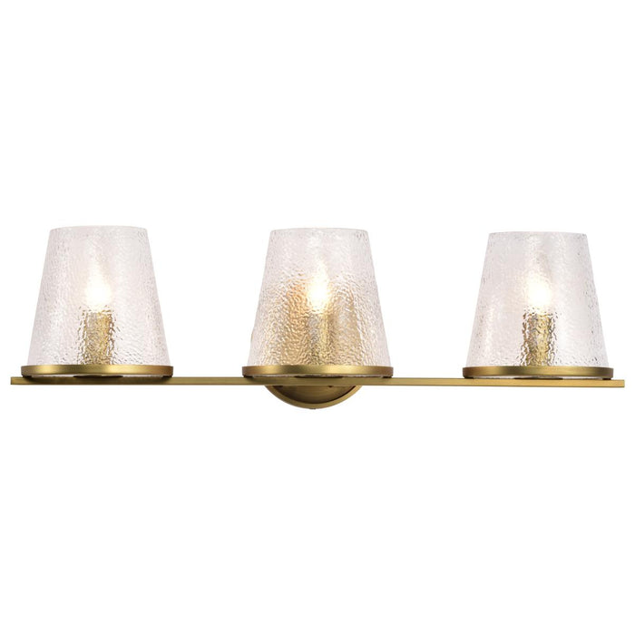SATCO/NUVO Valentine 3-Light Vanity Vintage Brass Finish Hammered Glass (60-8263)