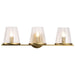 SATCO/NUVO Valentine 3-Light Vanity Vintage Brass Finish Hammered Glass (60-8263)
