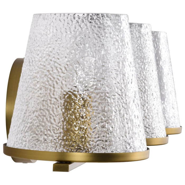 SATCO/NUVO Valentine 3-Light Vanity Vintage Brass Finish Hammered Glass (60-8263)