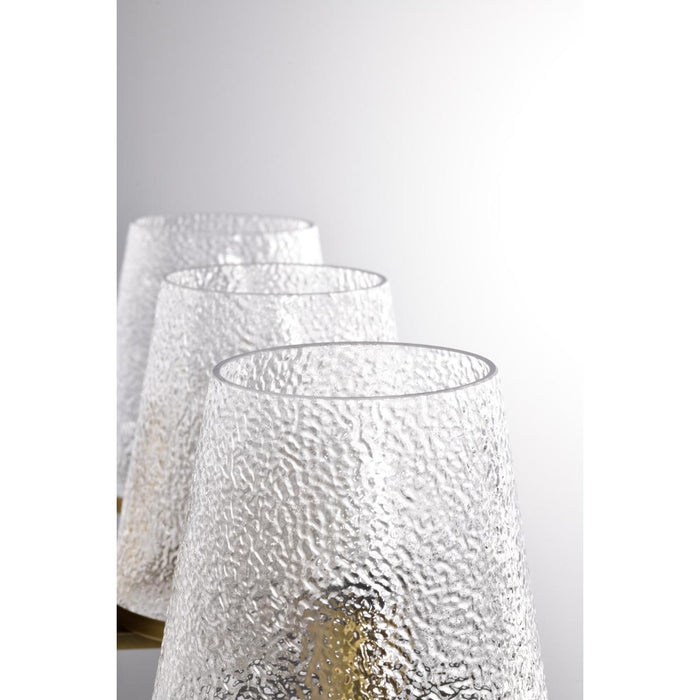 SATCO/NUVO Valentine 3-Light Vanity Vintage Brass Finish Hammered Glass (60-8263)