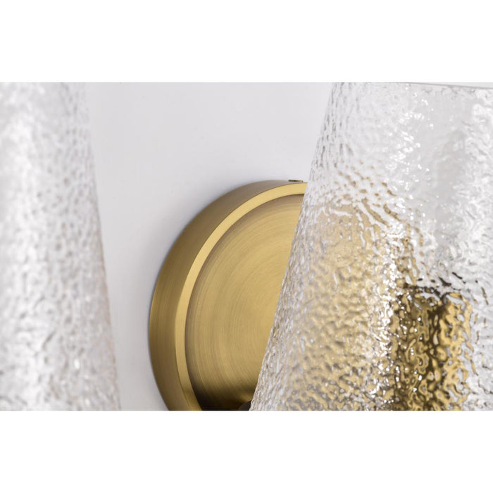 SATCO/NUVO Valentine 3-Light Vanity Vintage Brass Finish Hammered Glass (60-8263)