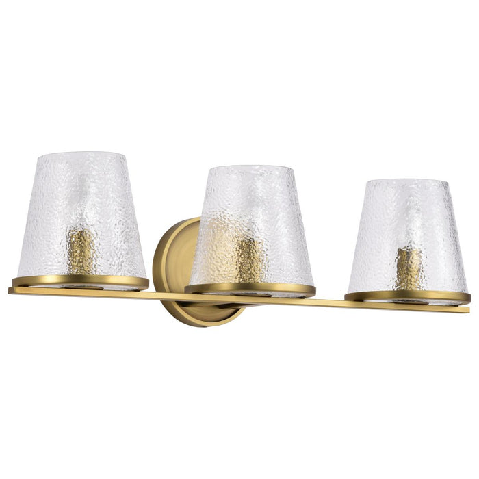 SATCO/NUVO Valentine 3-Light Vanity Vintage Brass Finish Hammered Glass (60-8263)