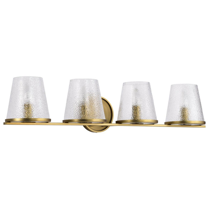 SATCO/NUVO Valentine 4-Light Vanity Vintage Brass Finish Hammered Glass (60-8264)