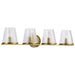 SATCO/NUVO Valentine 4-Light Vanity Vintage Brass Finish Hammered Glass (60-8264)