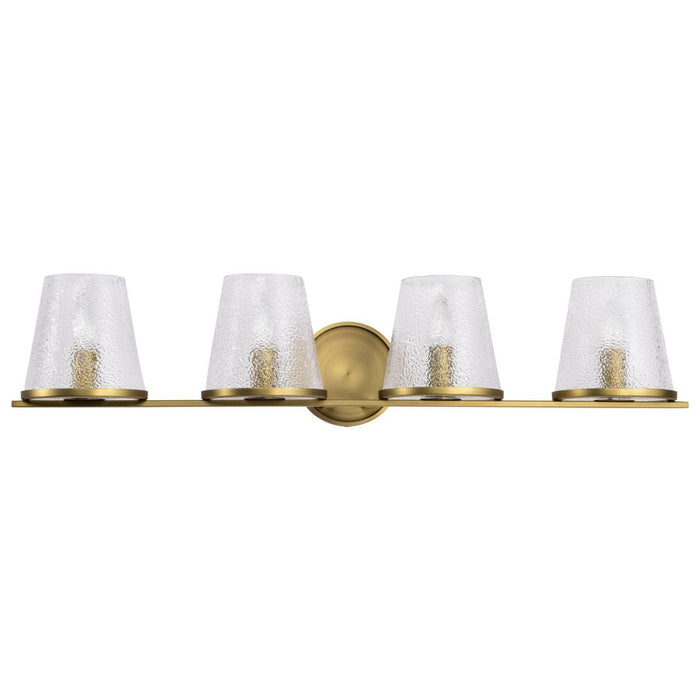 SATCO/NUVO Valentine 4-Light Vanity Vintage Brass Finish Hammered Glass (60-8264)
