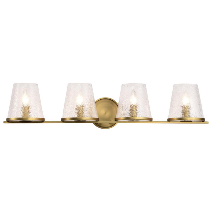 SATCO/NUVO Valentine 4-Light Vanity Vintage Brass Finish Hammered Glass (60-8264)