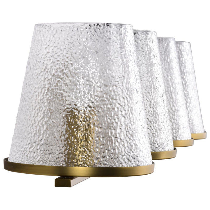 SATCO/NUVO Valentine 4-Light Vanity Vintage Brass Finish Hammered Glass (60-8264)