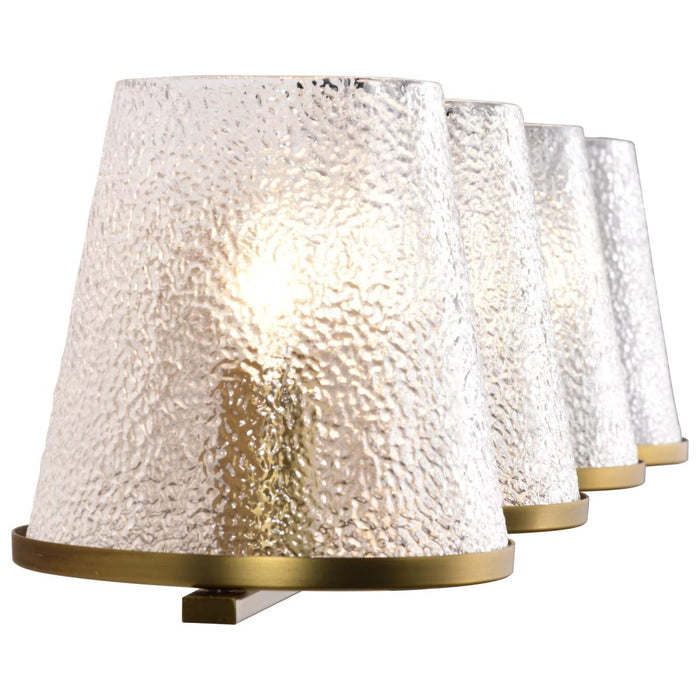 SATCO/NUVO Valentine 4-Light Vanity Vintage Brass Finish Hammered Glass (60-8264)