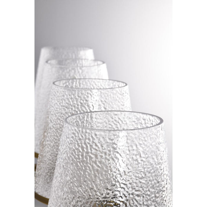 SATCO/NUVO Valentine 4-Light Vanity Vintage Brass Finish Hammered Glass (60-8264)