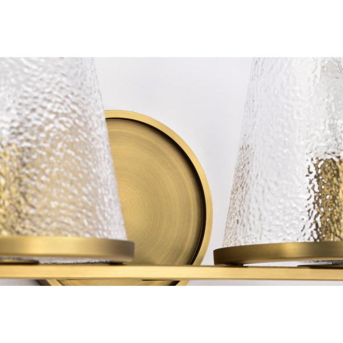 SATCO/NUVO Valentine 4-Light Vanity Vintage Brass Finish Hammered Glass (60-8264)