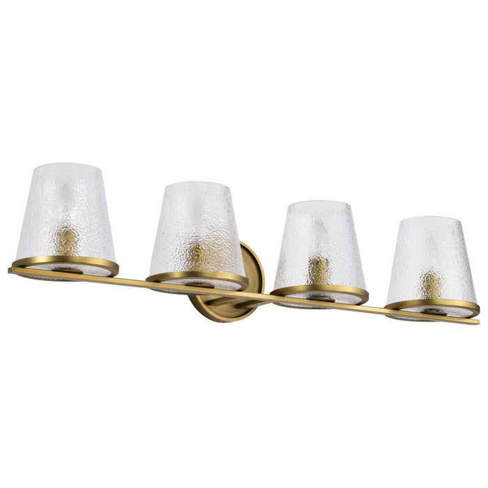 SATCO/NUVO Valentine 4-Light Vanity Vintage Brass Finish Hammered Glass (60-8264)