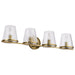 SATCO/NUVO Valentine 4-Light Vanity Vintage Brass Finish Hammered Glass (60-8264)