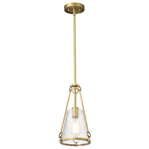 SATCO/NUVO Valentine Small Pendant Vintage Brass Finish Hammered Glass (60-8265)