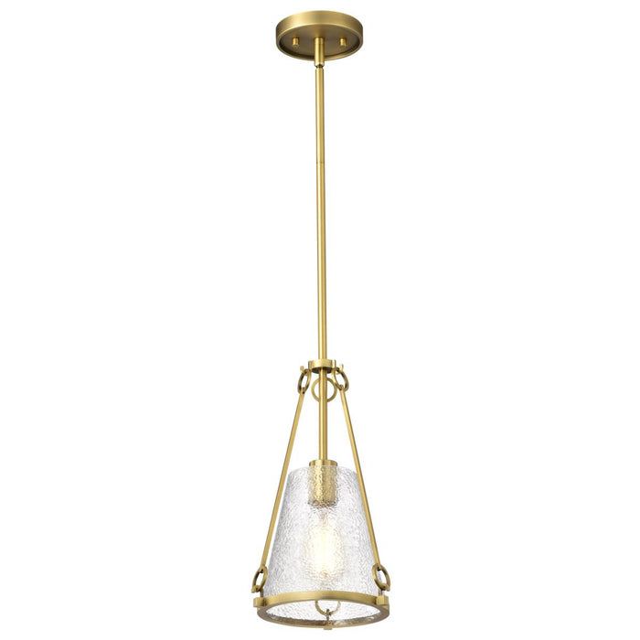 SATCO/NUVO Valentine Small Pendant Vintage Brass Finish Hammered Glass (60-8265)