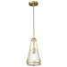 SATCO/NUVO Valentine Small Pendant Vintage Brass Finish Hammered Glass (60-8265)