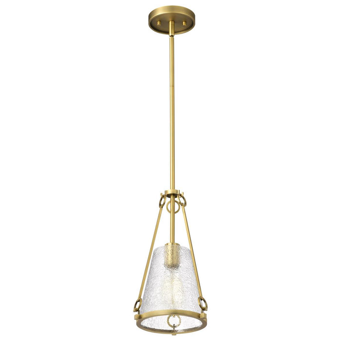 SATCO/NUVO Valentine Small Pendant Vintage Brass Finish Hammered Glass (60-8265)