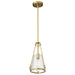 SATCO/NUVO Valentine Small Pendant Vintage Brass Finish Hammered Glass (60-8265)